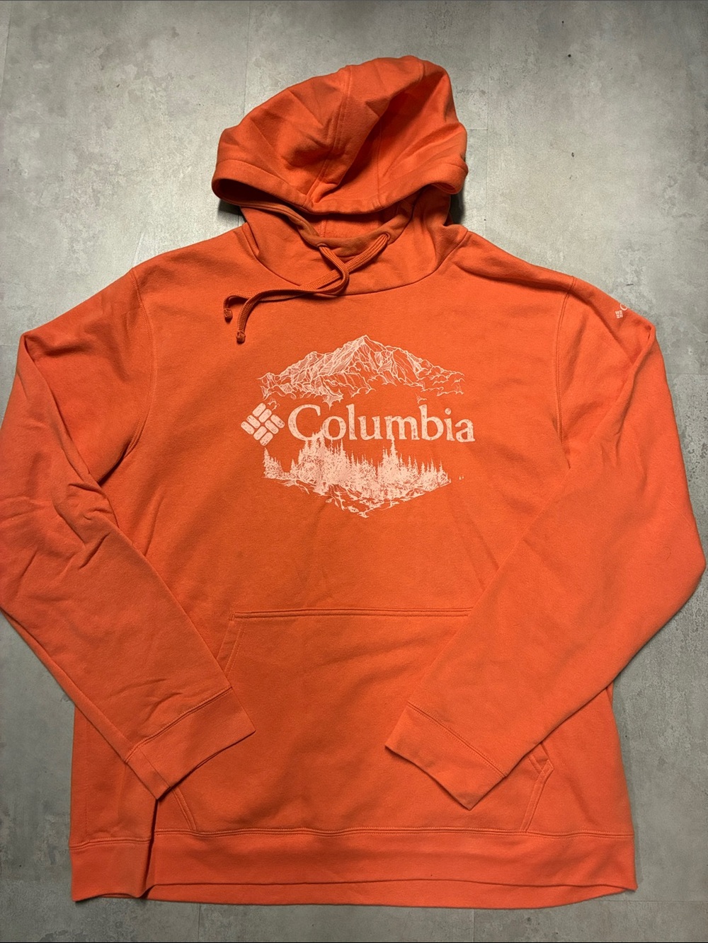 Columbia Orange Pullover Hoodie with White Mountain Graphic